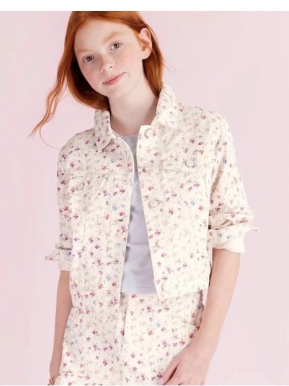 Girls' Grace Sunrise Patchwork Denim Jacket - LoveShackFancy x Target Cream XL